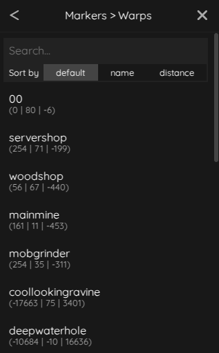 BlueMap Sidebar Warps