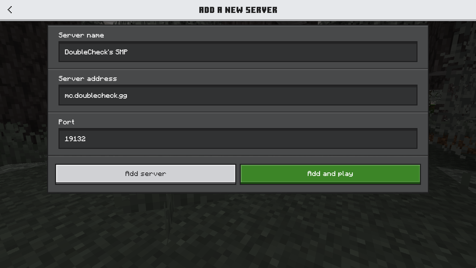 Minecraft Bedrock Add Join Server Screen